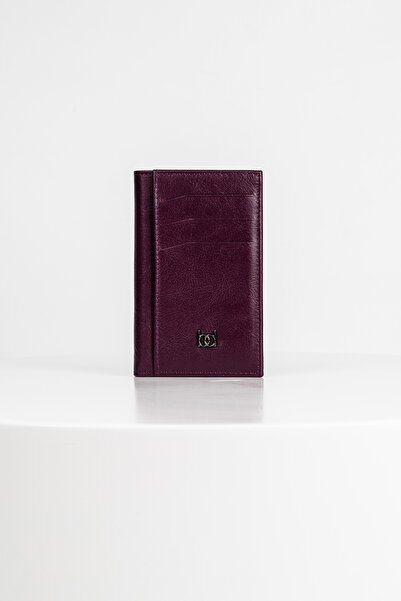 BAYDERİ Tiffy Genuine Leather Vertical Card Holder Wallet Purple