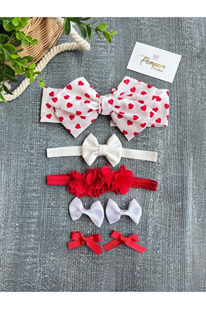 pempem bandana مجموعة مشابك باندانا على شكل قلب أحمر للفتيات الصغيرات