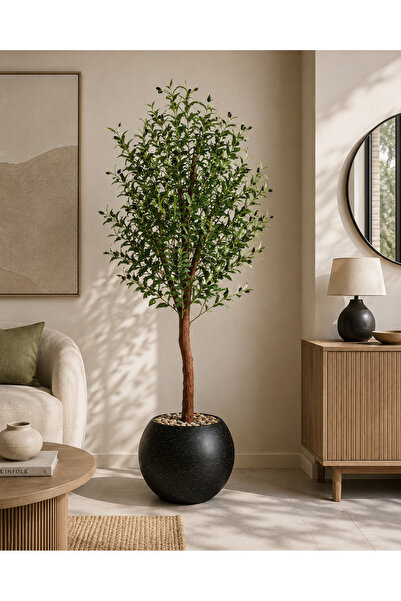 N.zone 170cm High Quality Artificial Olive Tree with 30cm Black Elegant Pot a...