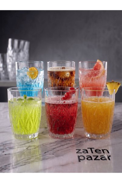zaTen Pazar 6 Adet Plaza 250 ml Cam Su Meşrubat Bardağı