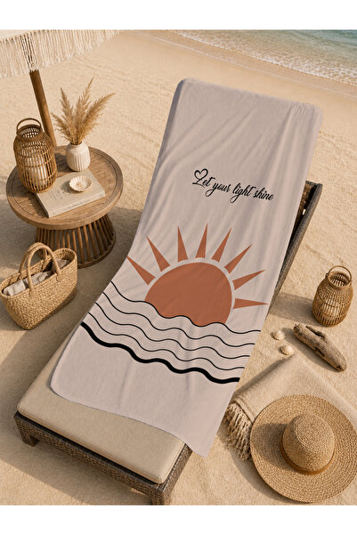 Evmila Модерна плажна кърпа с геометричен летен десен с розови фламинго - 70x...