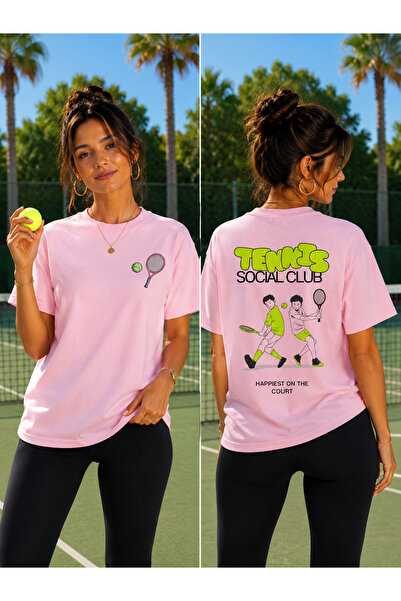 VODEXA Unisex Oversize Tennis Printed T-Shirt 100% Cotton Tennis Themed Comfo...