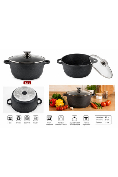 OEM Cast CERAMIC pot, 26 x 12 cm, 5 liters,3 non-stick ceramic layers, heat-r...