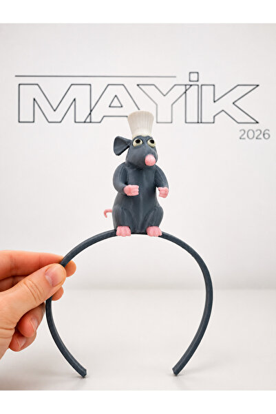 MAYİK2026 Aşçı Fare Figürlü Eğlenceli Saç Tacı Saç Aksesuarı Dekoratif