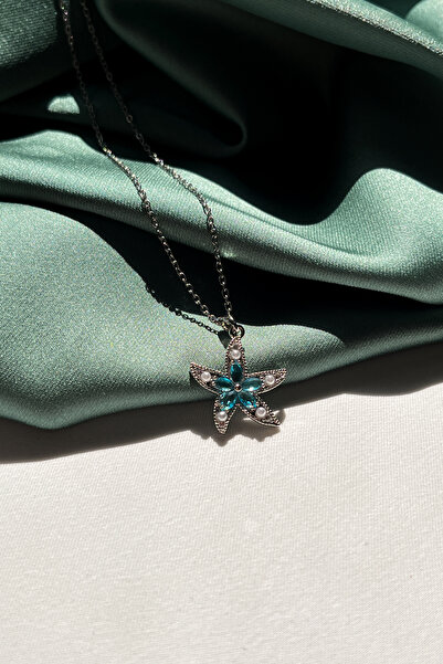 Berilya Aksesuar Zircon Stone Pearl Detailed Starfish Figured Necklace