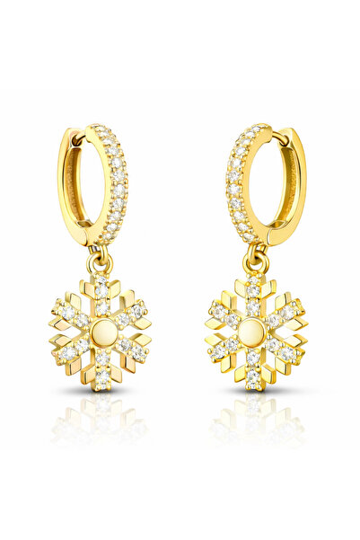 Tienda Elegante Gold Snowflake Women's Earrings with Silver Dangles