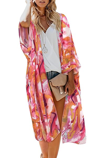 GENERAL MayBuy Women's Summer Long Flowy Kimono Cardigans Boho Chiffon Floral...