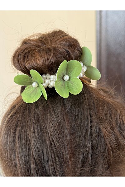 EliraToka Women's - Girls' Pearl Hydrangea Flower Bun Buckle Set of 2