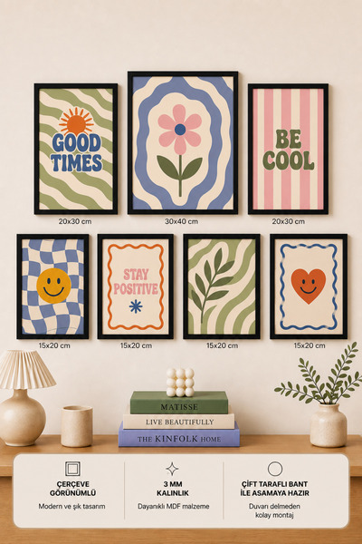 UNT 7-Piece Frame-Looking Modern Painting Set |   Retro & Pop Art |   Motivat...