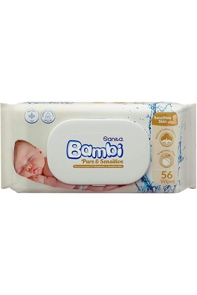 Sanita Bambi Pure & Sensitive, 56 Baby Wet Wipes