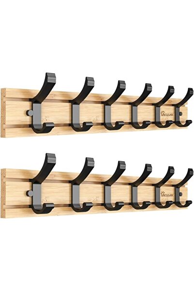 Anjuer Wall Mounted 17.3 inch Coat Hanger Rack 6 Hooks Aluminum Alloy Silver ...