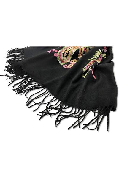 Urban CoCo Women's Embroidered Oversize Tassel Shawl Scarf