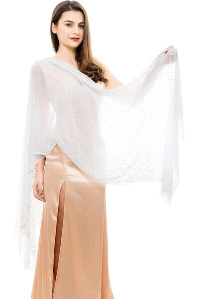 GENERAL Womens Rhinestones Pashmina Shawls and Wraps for Evening Dresses Chif...