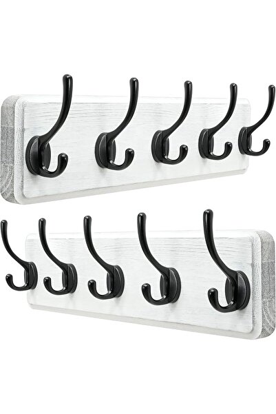 GENERAL Dseap Coat Rack Wall Mounted with 5 Coat Hooks - Heavy Duty Wooden Wa...