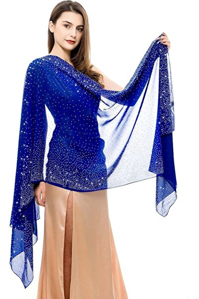 GENERAL Womens Rhinestones Pashmina Shawls and Wraps for Evening Dresses Chif...