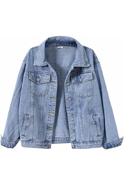 GENERAL ebossy womens Women Candy Color Long Sleeve Loose Denim Jacket Long S...