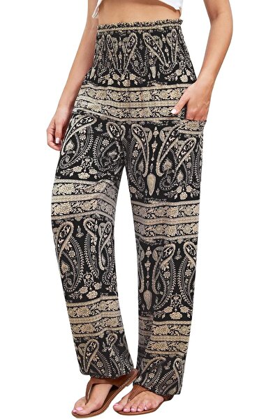 GENERAL QIANXIZHAN womens Boho Palazzo Slacks