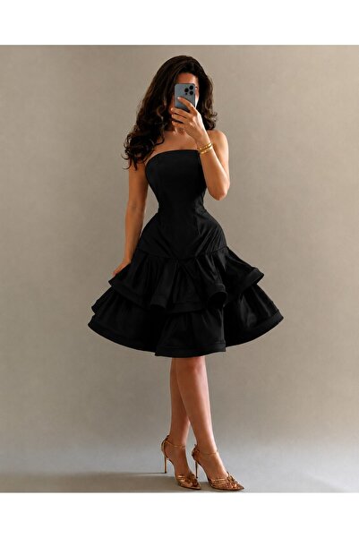 ALPHALUNA Short Chiffon Layered Evening Dress in 5 Colors