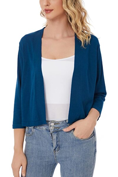 GENERAL Satuun Women's 3/4 Sleeve Shrugs Lightweight Open Front Cropped Cardi...
