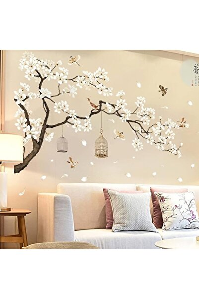 GENERAL Large White Flower Wall Stickers, 50"x74" Removable DIY Romantic Cher...