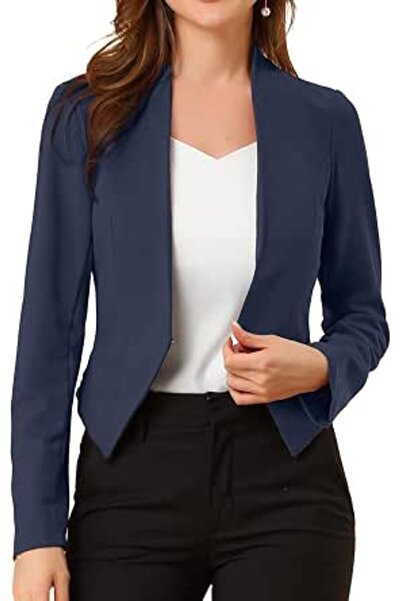 Allegra K Women's Open Front Office Work Business Crop Suit Blazer Jacket