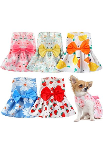 Saintrygo 5 Pieces Dog Princess Dresses for Small Dogs Girls Floral Puppy Dre...