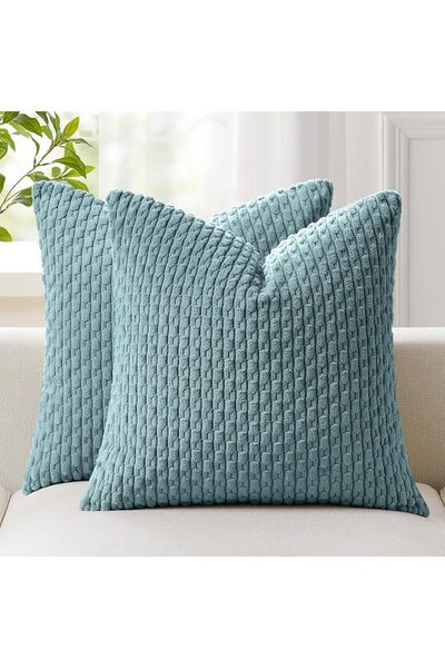 K KEVIN TEXTILE 2 Packs Decorative Throw Pillow Covers 18x18 Inch for Living ...