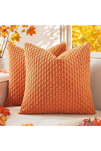 K KEVIN TEXTILE 2 Packs Decorative Throw Pillow Covers 18x18 Inch for Living ...
