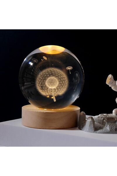 Goodern Night Lights Crystal Glass Ball Light 3D Nightlight Wooden LED Displa...