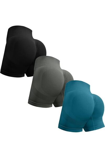 GENERAL OVESPORT 3 Piece Workout Shorts for Women Seamless Scrunch Butt Lifti...