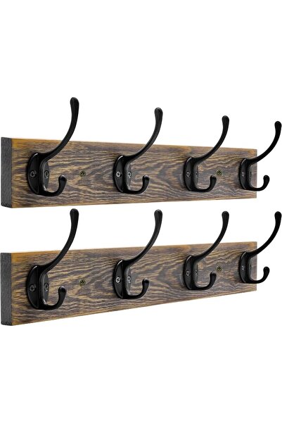 IBosins Wall Mounted Coat Rack, Entryway Hanging Coat Rack, 2 Pack Metal Wood...