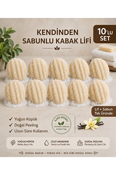 10'lu set Vanilya + Kaşmir- Kendinden Sabunlu kabak lifi