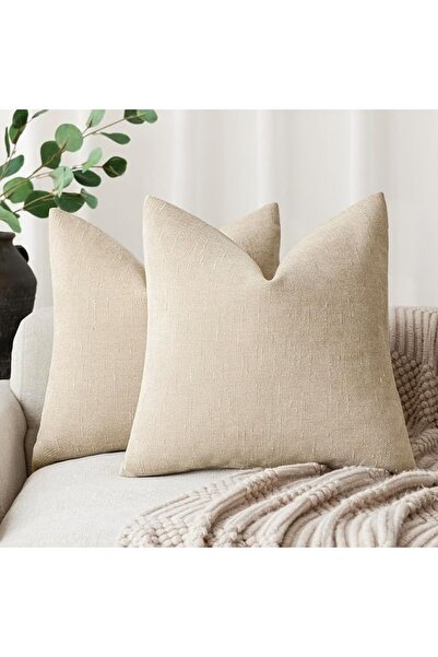 Foindtower Pack of 2 Soft Textured Throw Decorative Pillow Covers Square Acce...