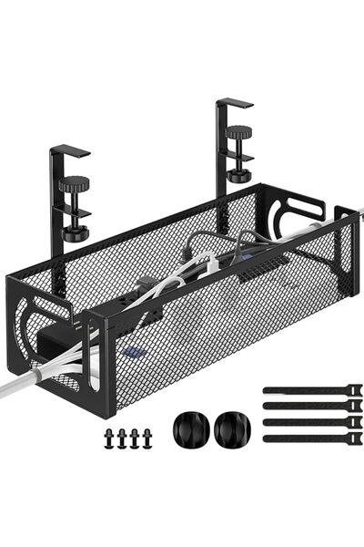 GENERAL Under Desk Cable Management Tray, 15.7'' No Drill Steel Desk Cable Or...