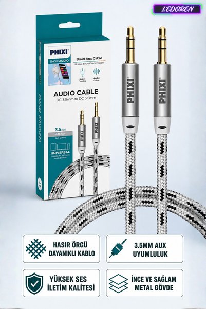 L'eDoren Basic A810 3.5mm Aux Cable Straw Weave Durable Audio Cable