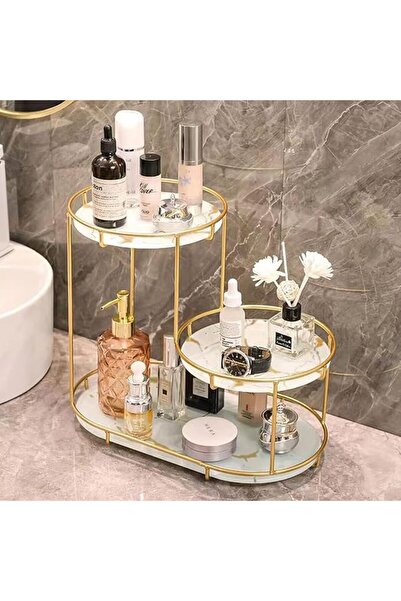 Hahamiya Makeup Organizer Shelf, 3 Tier Cosmetic Storage Basket with Removabl...