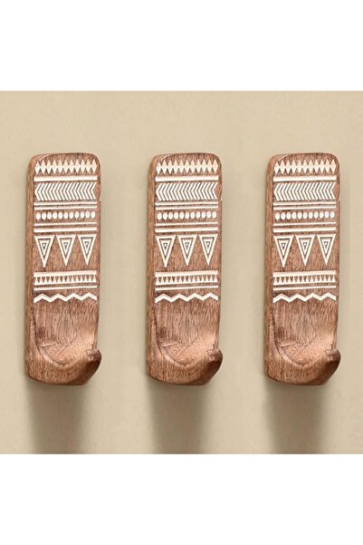 GENERAL IndianShelf Indian Shelf 3 Pack No Damage Wood Wall Hooks- Wood Hange...