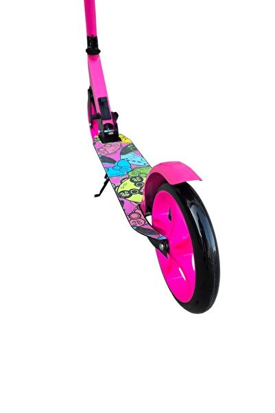 PlayZen 2 Tekerlekli Çocuk Scooter Büyük Tekerlekli Katlanabilir Ayarlanabilir Gidonlu Ayaklıklı Pembe