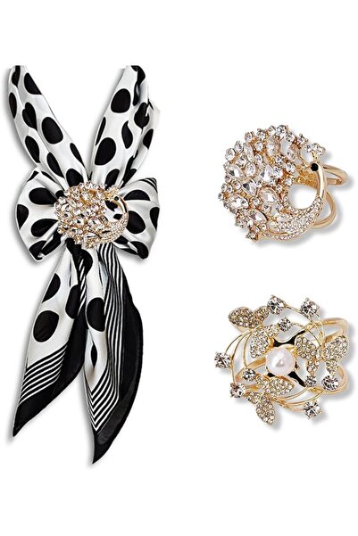 GENERAL 3pcs Fashion Scarf Ring Clip 3 Rings Silk Scarves Clip For Women Shaw...