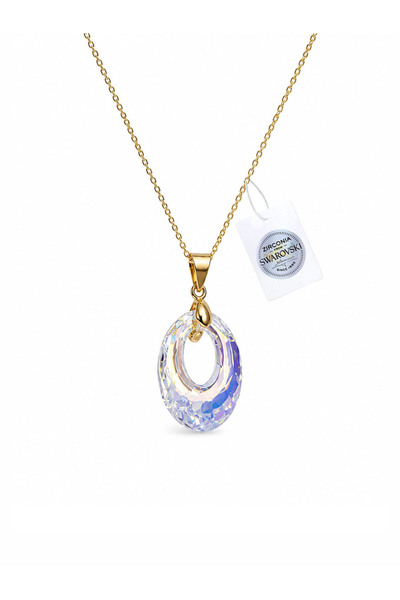 Brezza Lusso Jewelry 925 Ayar Gümüş Avusturya Kristali Taşlı Oval 20mm Crysta...