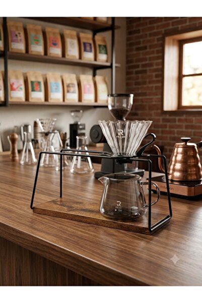 rank استاند تقطير V60 مع قاعدة خشبية