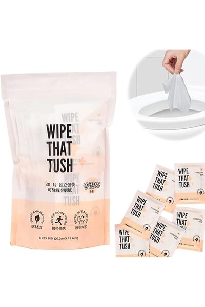 EXCEFORE 30Pcs Wet Wipes Individually Wrapped, On-The-Go Flushable Wet Wipes,...