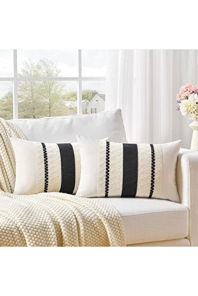 Fancy Homi Set of 2 Dusty Blue Vintage Lumbar Decorative Throw Pillow Covers ...