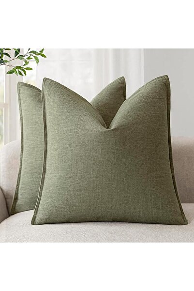 Foindtower Pack of 2, Decorative Linen Soild Throw Pillow Covers Soft Accent ...