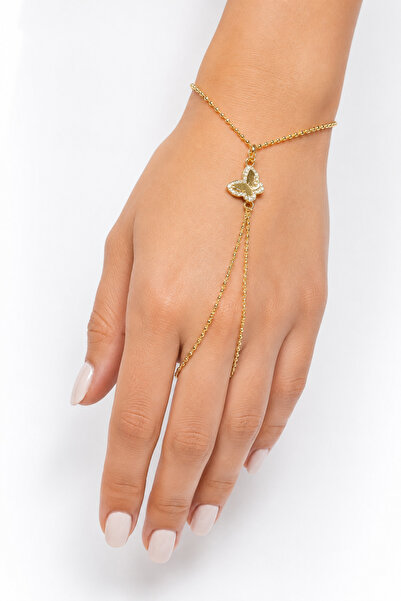 ESPEREST Gold Color Butterfly Detailed Shahmeran Women's Hand Accessory Doubl...