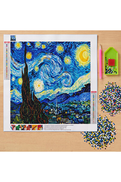 LİVA CRAFT Art & Craft Elmas Mozaik Tablo, Elmas Puzzle Kiti Yıldızlı Gece 30...