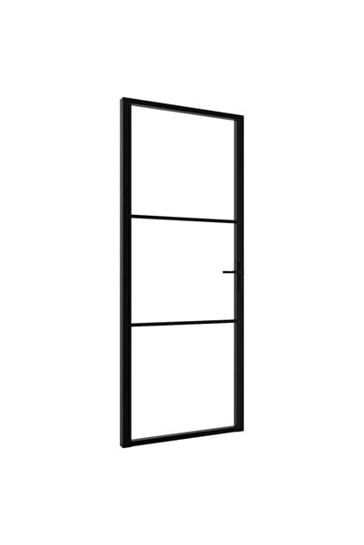 vidaxl Ușă de interior, neagră, 83 x 201,5 cm, sticlă ESG și aluminiu