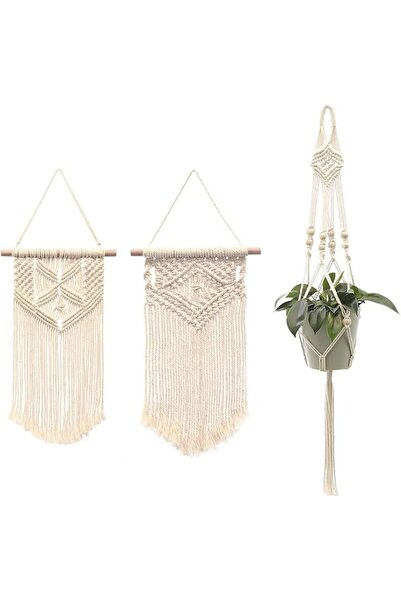 OriTi Small Macrame Wall Hanging 3 Pack Boho Handmade Art Woven Tapestry Wall...