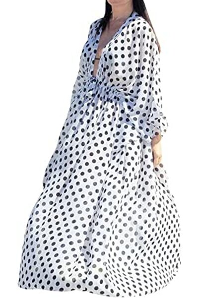 YouKD Summer Long Kaftan Dress Bohemian Roomy Beach Robe Cover Up Plus Size D...