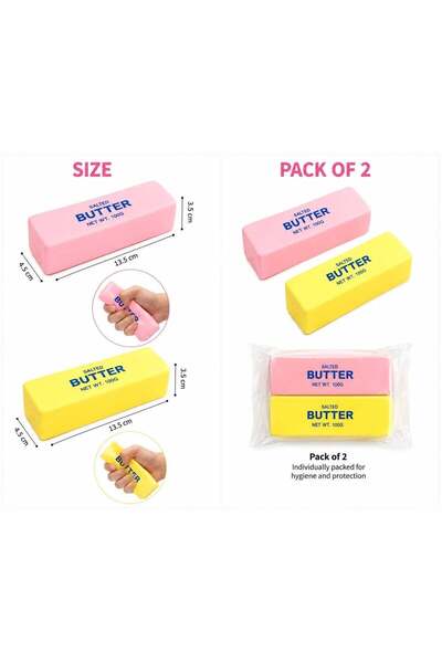Squishy Butter Bar Stress Relief Toy – Yellow & Pink | Soft Sensory Fidget To...